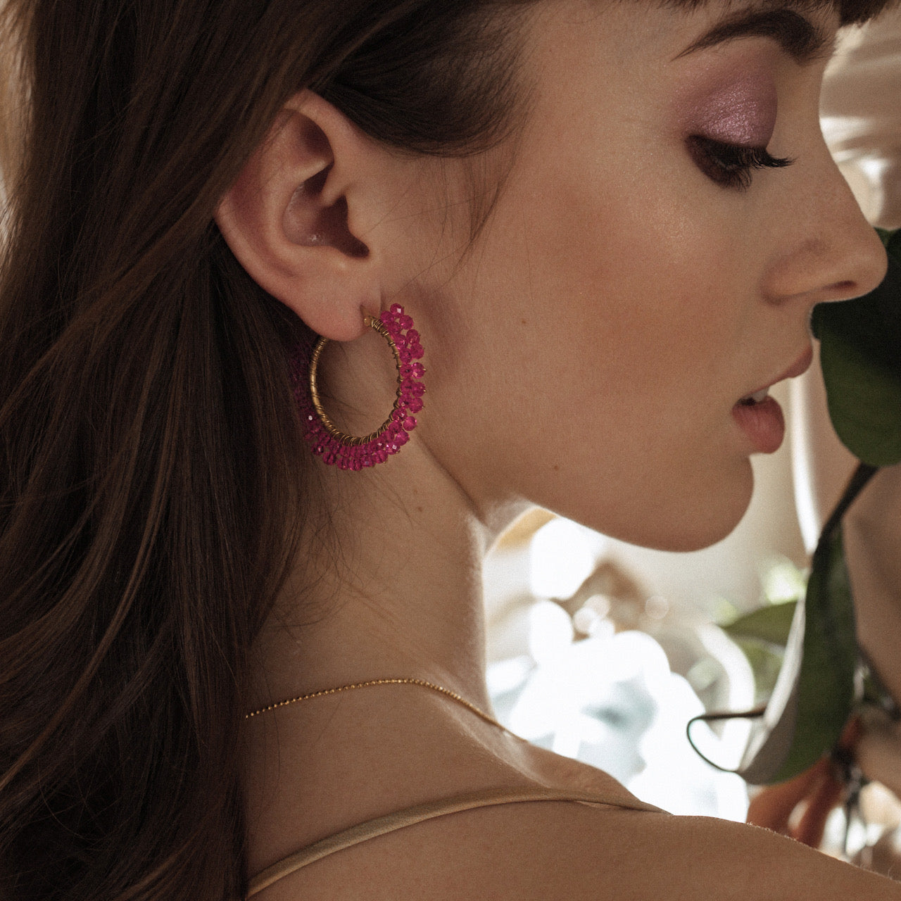 Medium Glam loop earrings - Fuchsia