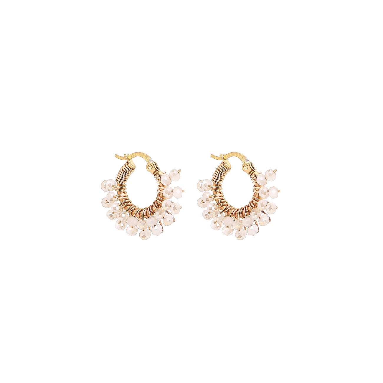 Tiny Glam loop earrings - Beige