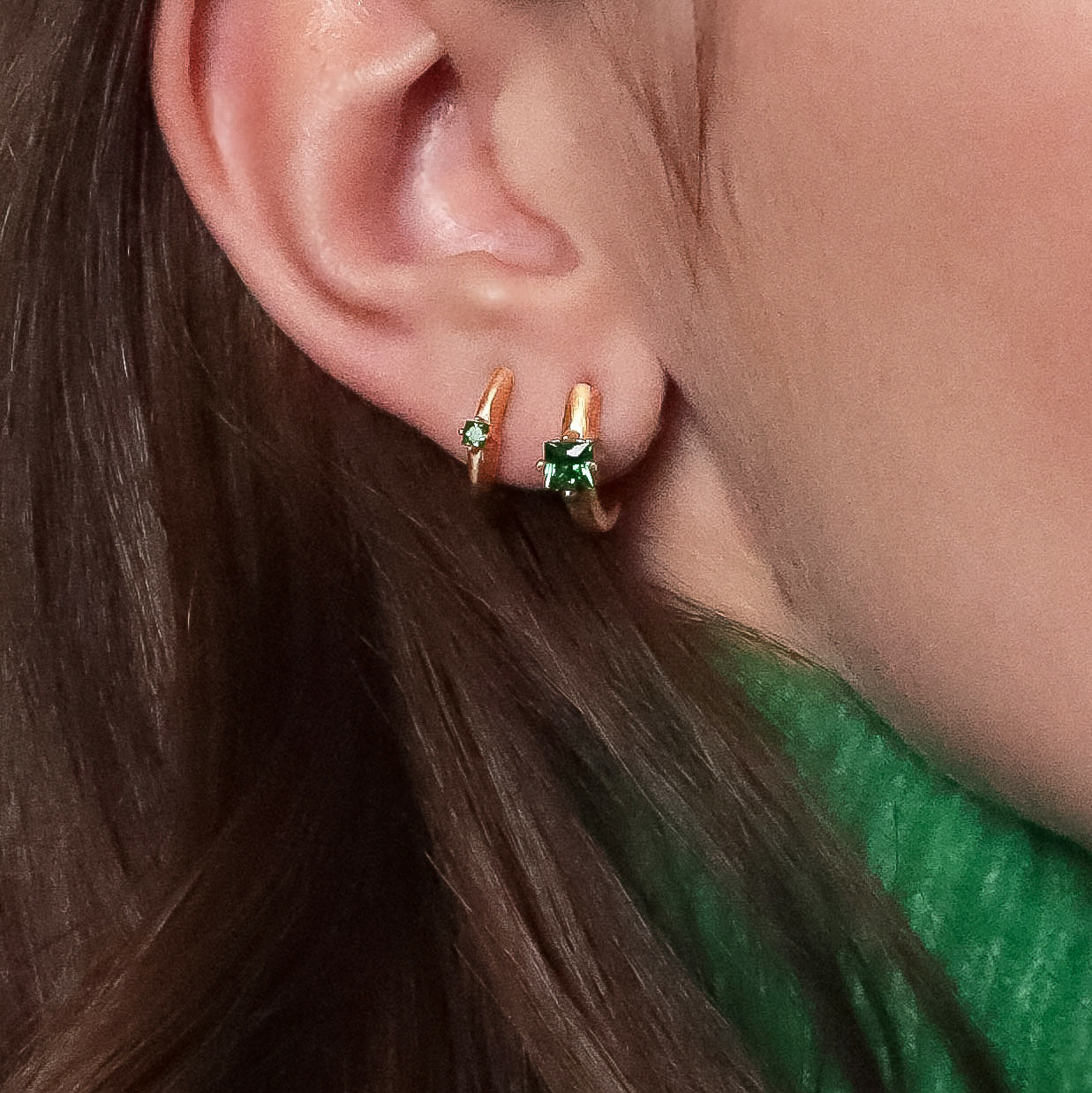 Anna stud earrings - Emerald green